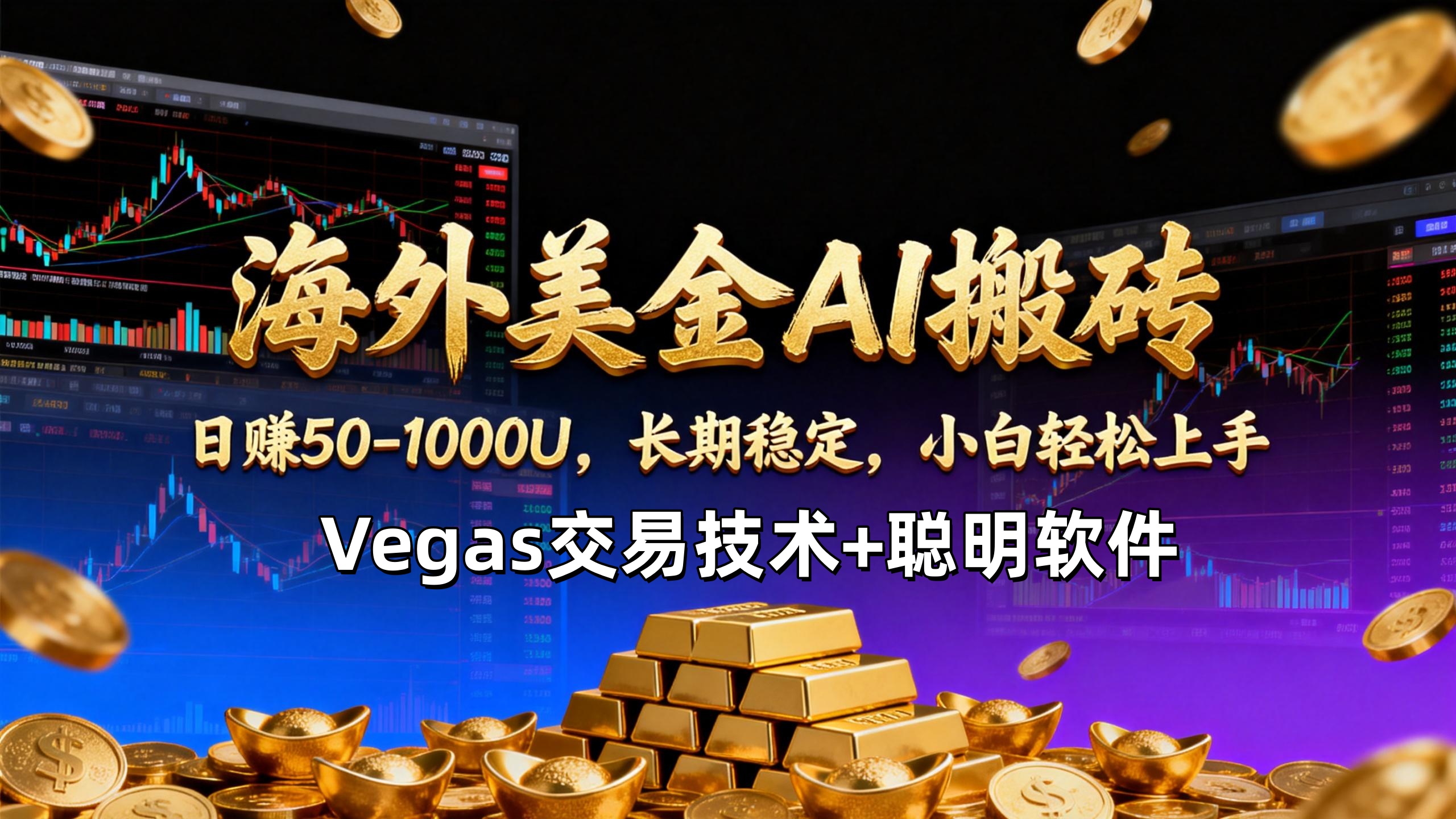 海外美金AI操盘手技术【操盘手第七期】Vegas交易技术+聪明软件,日赚50-100U