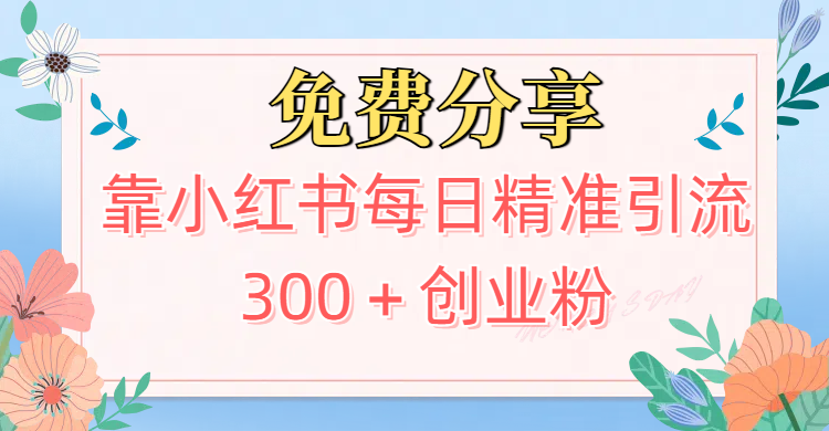 2025最新引流！靠小红书每日精准引流300＋创业粉