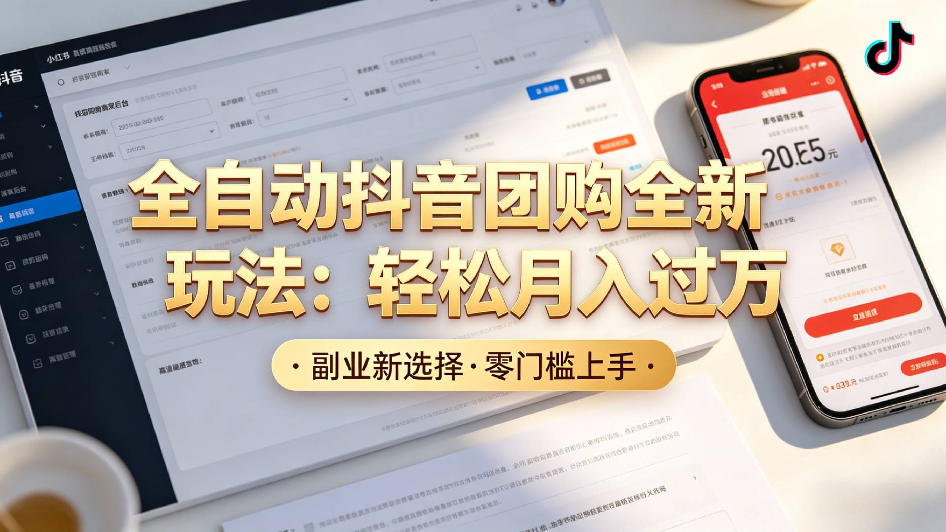 抖音全自动团购达人新玩法,一部手机轻松月入过万,日赚2000+