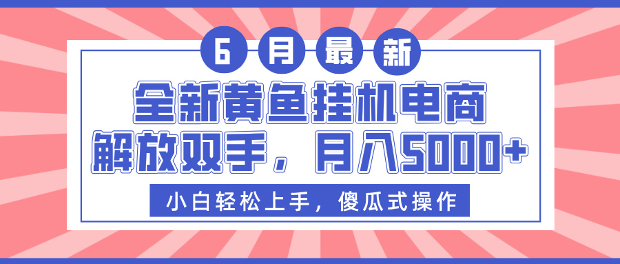 全新黄鱼挂机电商，解放双手，月入5000+