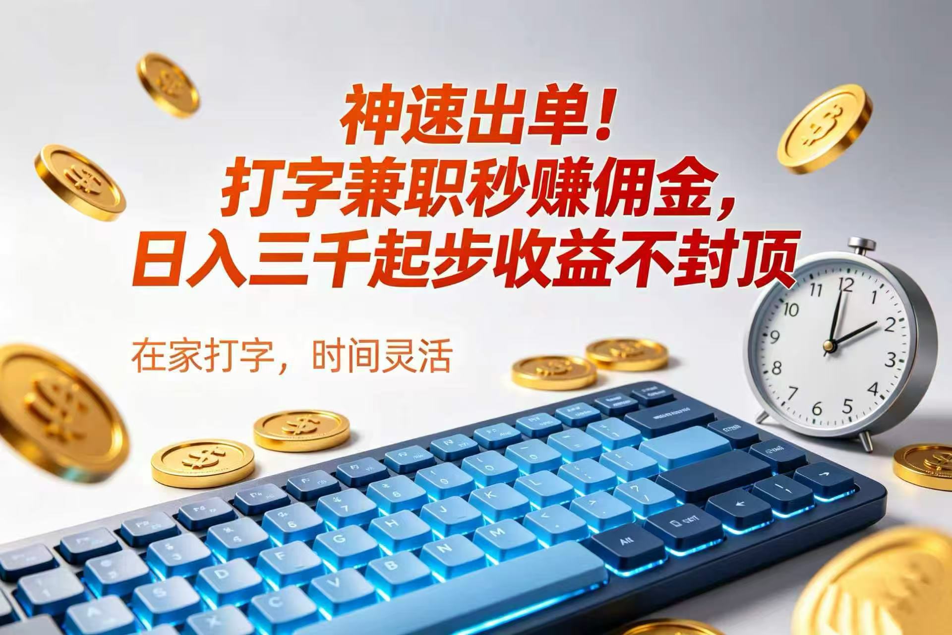 神速出单！打字兼职秒赚佣金，日入三千起步收益不封顶