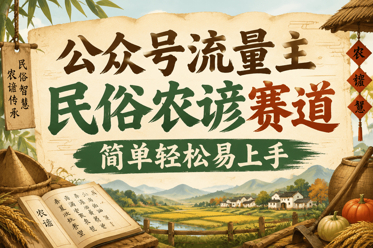 知鸿阁公众号流量主民俗农谚赛道，靠老祖宗留下的农谚写预测，选题不愁，结构固定，小白好上手！