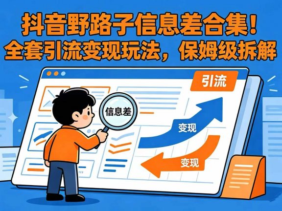 抖音野路子信息差合集!全套引流变现玩法,保姆级拆解
