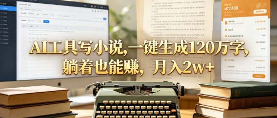 AI工具写小说,一键生成120万字，躺着也能赚，月入2w+！