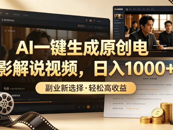 AI一键生成原创电影解说视频,日入1000+!