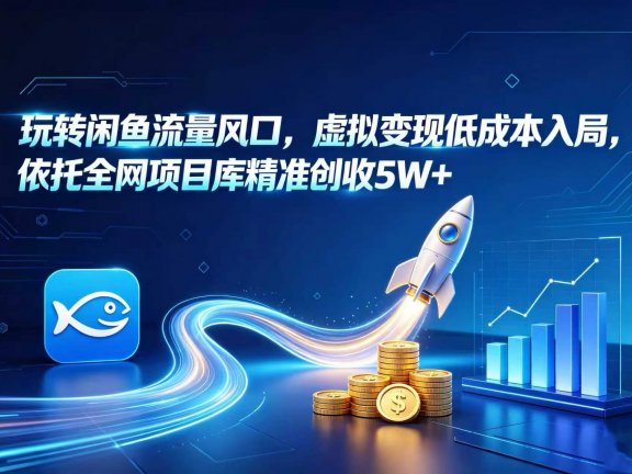 玩转闲鱼流量风口,虚拟变现低成本入局,依托全网项目库精准创收 5W+