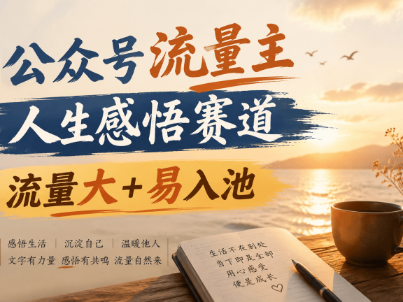 公众号流量主人生感悟赛道,起号快+高流量,单日阅读10w+!