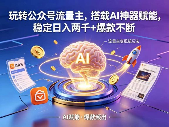 玩转公众号流量主,搭载 AI 神器赋能,稳定日入两千 + 爆款不断