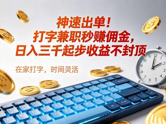 神速出单!打字兼职秒赚佣金,日入三千起步收益不封顶