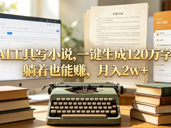 AI工具写小说,一键生成120万字,躺着也能赚,月入2w+!